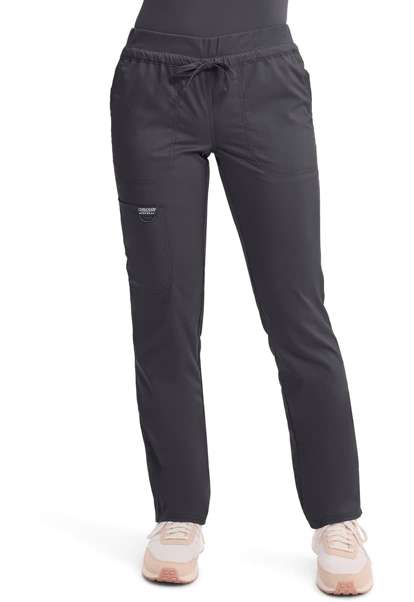 Cherokee Scrubs for Women Mid Rise Tapered Leg Drawstring Pant with 5 Pockets, Cargo Bottom with 2 Way Stretch Fabric- WW105