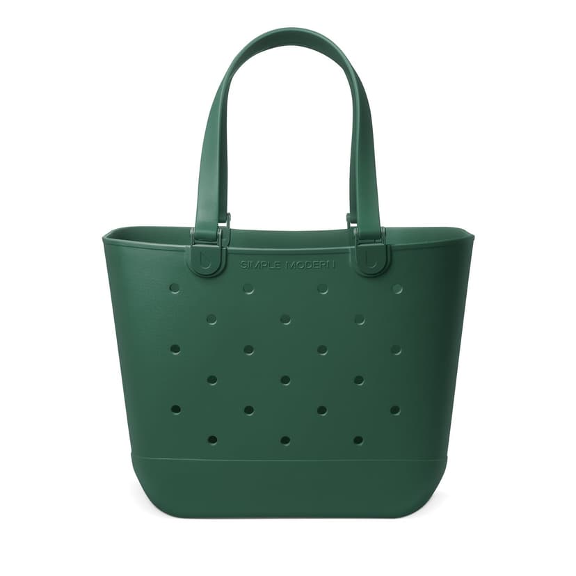 Simple Modern Extra-Large Beach Bag | Waterproof Getaway Rubber Tote with Zipper Pocket for Travel, Pool, Boat, Groceries, Sports | Forest