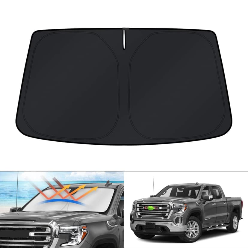 KUST Windshield Sun Shade for 2019-2025 2026 Chevrolet Chevy Silverado/GMC Sierra 1500 2500 3500 Accessories Window Sunshade Sun Visor Protector Foldable Blocks UV Rays Keep Your Car Cooler