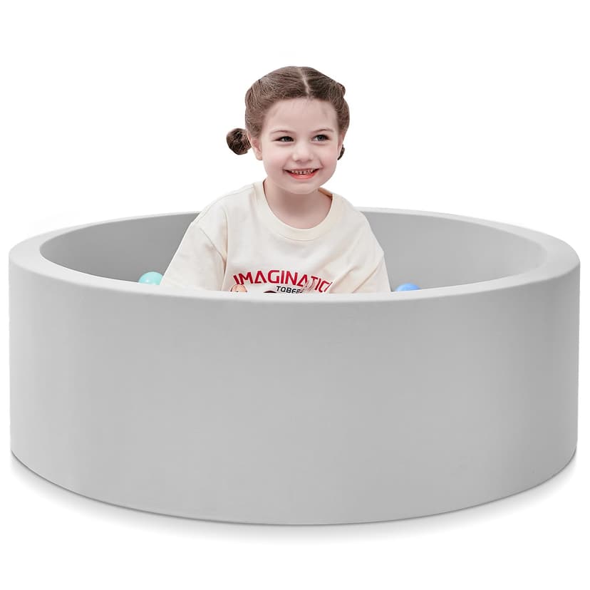 SHJADE Foam Ball Pit, 35.4"x 11.8" Ball Pits for Toddlers-Grey | Soft Memory Sponge Round Playpen Ball Pool for Kids, Ideal Gift for Babies, Indoor and Outdoor Game, Balls not Included