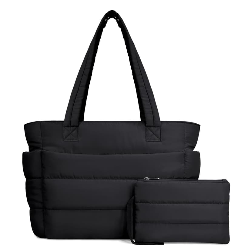 TOPDesign Puffer Tote Bag for Women, Lightweight Puffy Handbag with Compartments, Quilted Shoulder Bag for Work, Travel, Gym