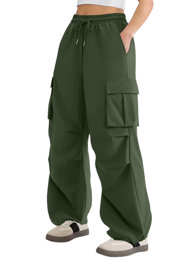 COPYLEAF Parachute Cargo Pants Women Lightweight Baggy Hiking Pants Y2k | 4 Pockets,Waterproof,Quick Dry,Elastic Drawstring Waist and Hem,Y2k Style,Rain Pants,Ideal for Streetwear