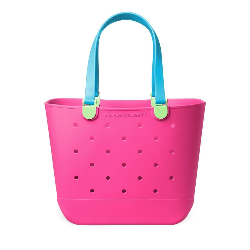 Simple Modern Extra-Large Beach Bag | Waterproof Getaway Rubber Tote with Zipper Pocket for Travel, Pool, Boat, Groceries, Sports | 80s Mix