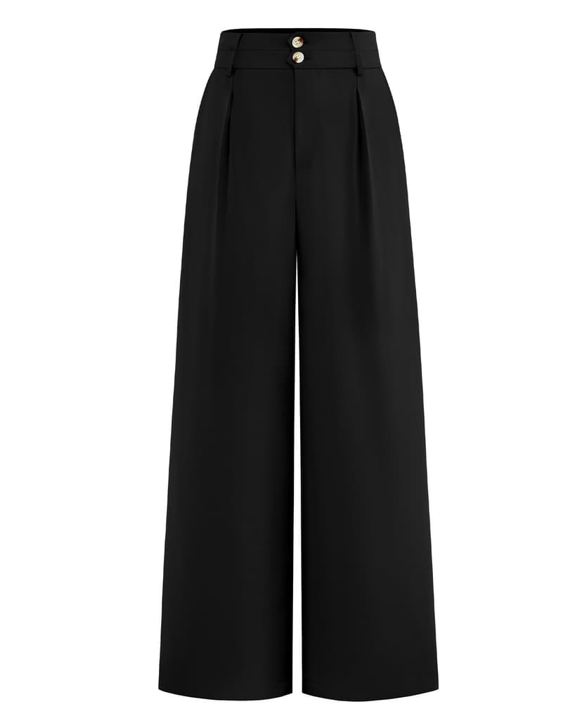 BTFBM Wide Leg Dress Pants Women Business Casual Outfits | High Waisted Palazzo Pants, Front Pleated, Button Zip Up Closure, Office Work Trousers With Pocket, Summer Fall Outfits 2026