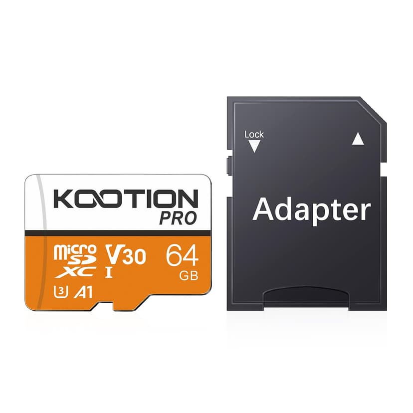 KOOTION Micro SD Card 64GB UHS-I microSDXC Flash Memory Card with Adapter, C10, U3, A1, V30, 4K UHD TF Card