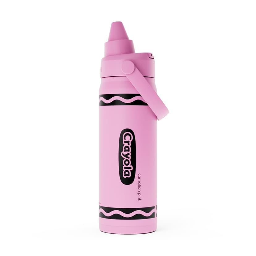 CamelBak Crayola Chug Stainless Steel Water Bottle 16oz, Carnation Pink | Vacuum Insulated Steel, Spill Resistant Chug Lid, Durable Stainless Steel, Protective Silicone Base, Easy Carry Design