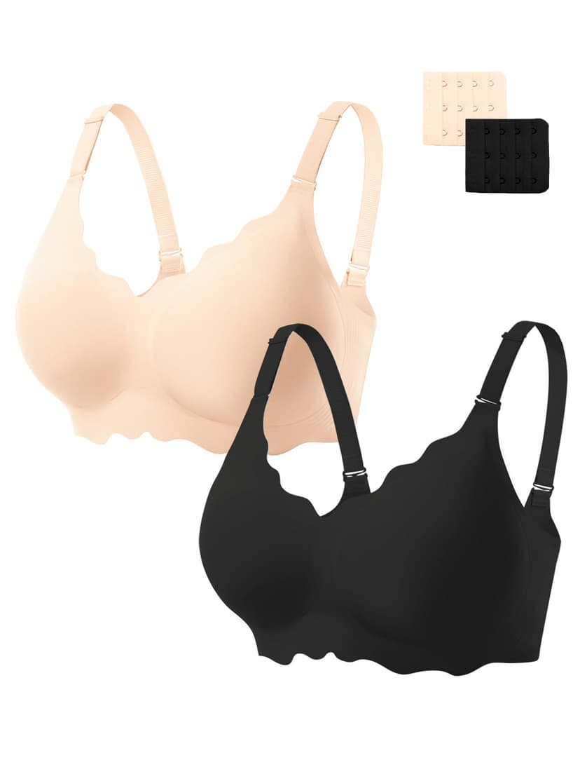 COCOMARTS Jelly Bras for Women No Underwire Scalloped Wireless Push Up Bra | Seamless Full Coverage Supportive Everyday Essentials Tshirt Bras, Soft Breathable Comfortable Bralettes