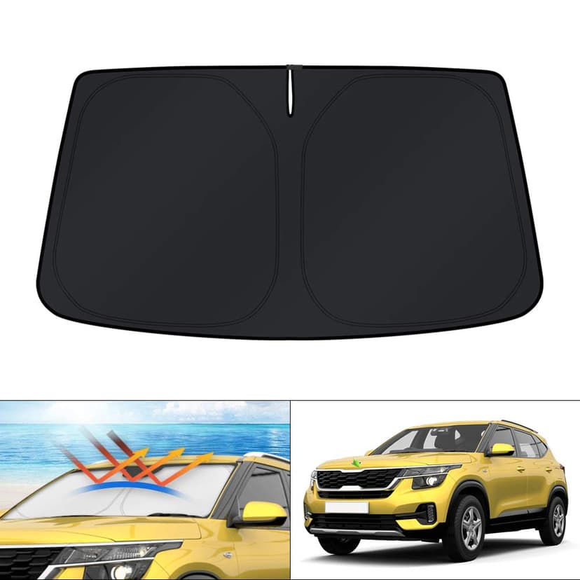 KUST Windshield Sun Shade for 2021 2022 2023 2024 2025 2026 Kia Seltos Custom Fit Window Accessories Shade Sun Visor Protector Foldable Block UV Rays