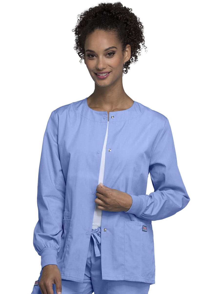 Workwear Prints Women Scrubs Jacket Snap Front Warm Up 4350