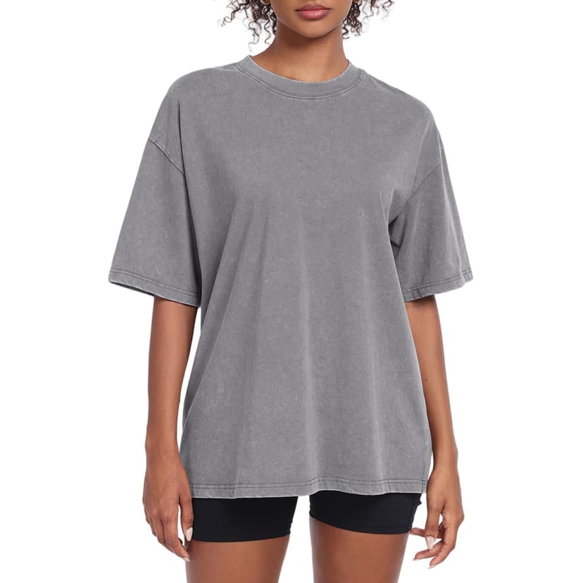 SnowElve Womens Washed Vintage Oversized T-Shirt Baggy Workout Tops Short Sleeve Cotton Tshirts Streetwear Boyfriend Tee