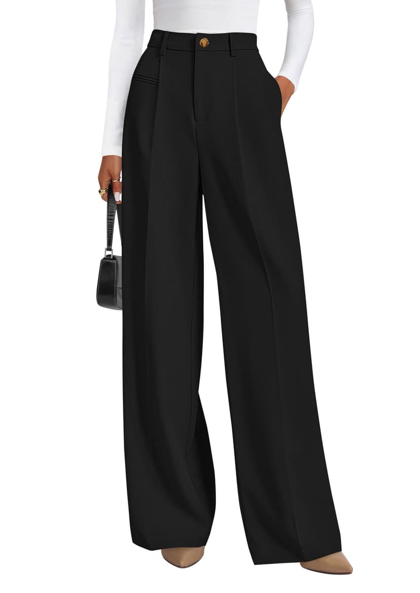 PRETTYGARDEN Women's Tailored Wide Leg Work Dress Pants | High Waisted Flowy Business Casual Palazzo Pants, Professional Office Trousers Slacks, Interview Outfits, Work Clothes