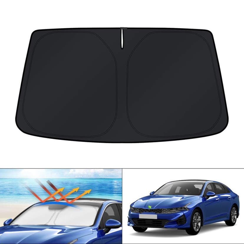 KUST Windshield Sun Shade for 2021-2026 KIA K5 / 2020-2026 Hyundai Sonata Accessories, Custom Fit Car Front Sunshade Window Sun Visor Protector Foldable Blocks UV Rays Keep Your Car Cooler