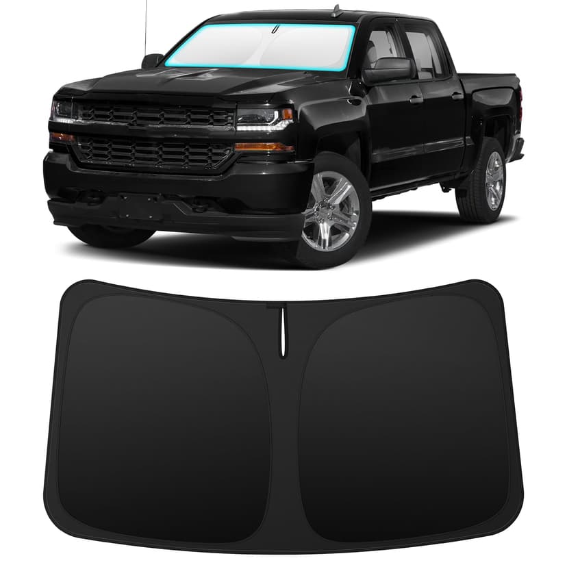 INSAUTO Windshield Sun Shade for Chevrolet Silverado/GMC Sierra 2014-2018 | Foldable Front Window Sunshade Car Accessories, UV & Heat Reflector, Keeps Interior Cool, Includes Storage Bag