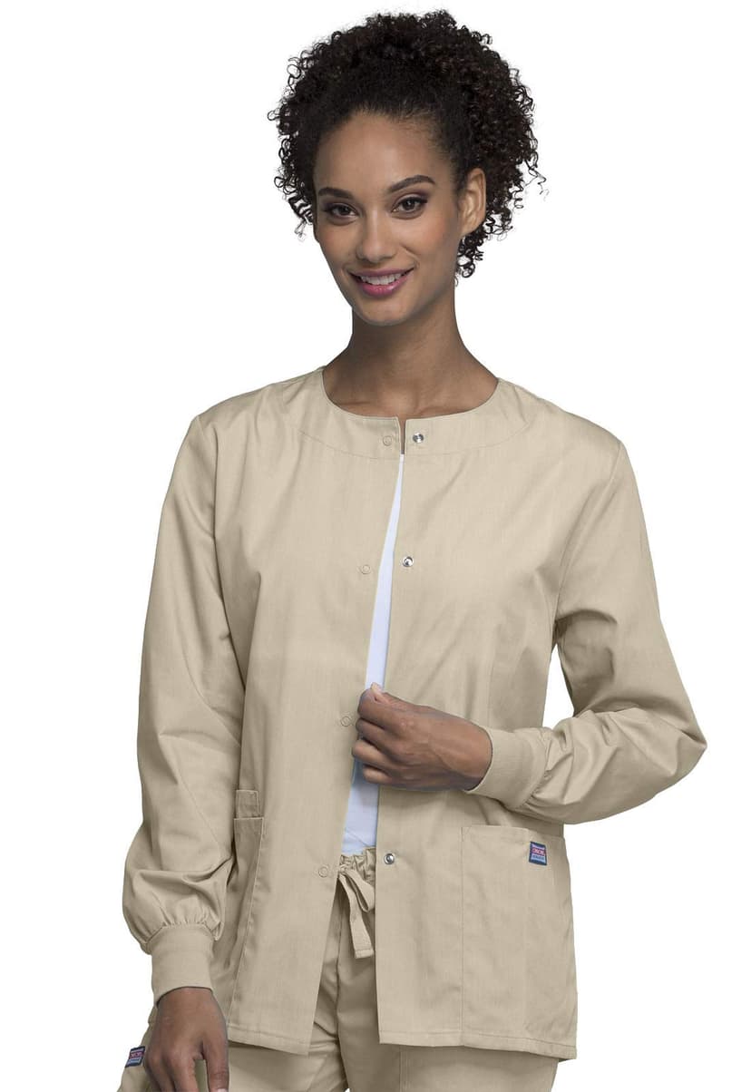Workwear Prints Women Scrubs Jacket Snap Front Warm Up 4350