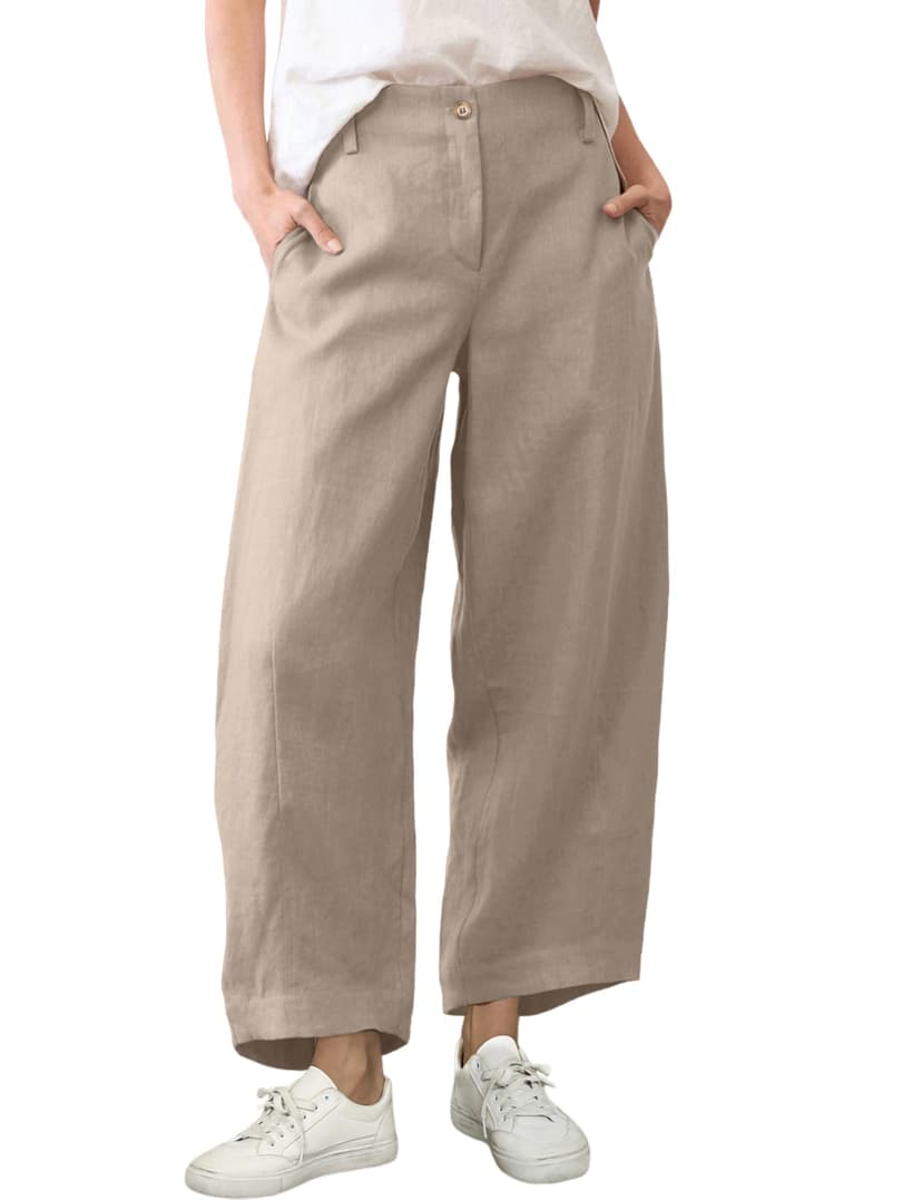 Tanming Womens Linen Pants Casual Capri Baggy Wide Leg Trousers Palazzo Pants Beach Vacation Outfits