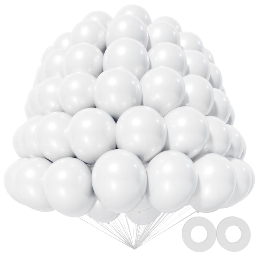 KAWKALSH 200pcs White Balloons 5 Inch, Small Mini Latex Balloons for Party Birthday Baby Shower Anniversary Festival Arch Garland Decoration