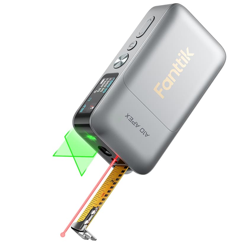 Fanttik A10 Apex 3-in-1 Digital Laser Tape Measure with HD Color Display, 165Ft Rechargeable Laser Measurement & 32Ft Green Cross Line Laser & 9.8Ft Tape, 6 Units, for Distance/Area/Volume/Leveling