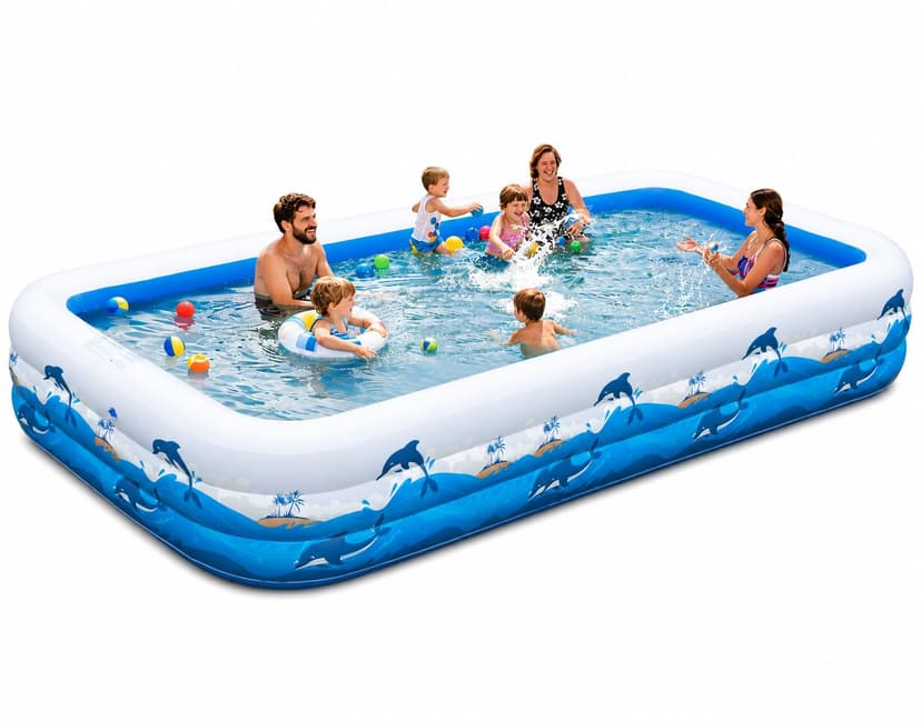 Extra Large Family Inflatable Pool, 130" x 72" x 22" Blow Up Pool for Kids & Adults, Thick PVC Kiddie Swimming Pool for Backyard Summer Fun