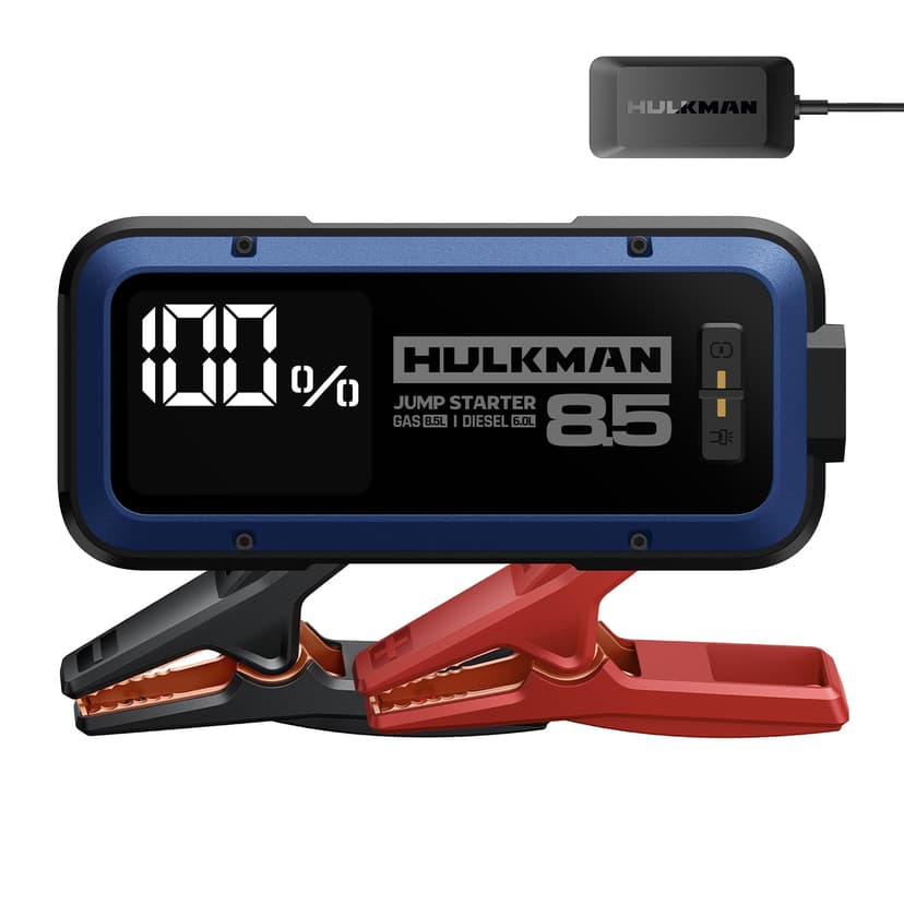 Hulkman Alpha85, Cobalt Blue, 2000A 74Wh Smart Jump Starter with 65W Fast Charger,12V Portable Car Battery Booster with 3.3"Display Power Pack,5-Mode light,Jumper Cables for up to 8.5L Gas/6.0L Diesel