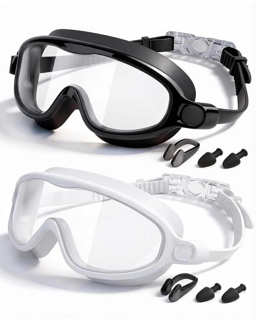 Rantizon Kids Swimming Goggles 2 Pack, Anti Fog&UV Swim Goggles for Boys Girls, No Leak Pool Beach Essentials for kid 3-14