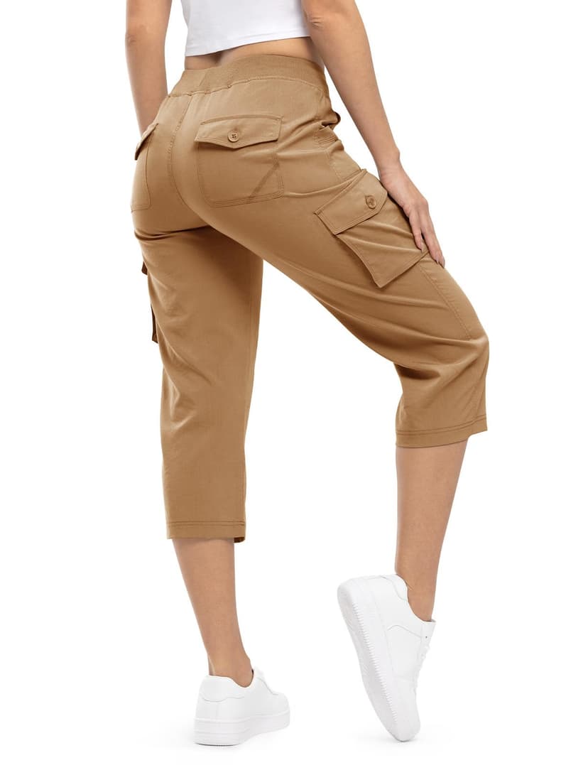 TBMPOY Womens Cargo Capris Lightweight Hiking Pants 6 Pockets Quick Dry Casual Outdoor Trip Loose Shorts Cropped Cotton