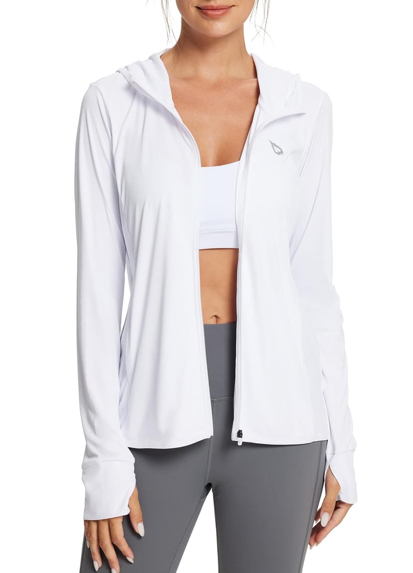 baleaf Women's Sun Protection Jacket Hoodie Clothing Lightweight Long Sleeve Sun Cover Up Shirt | Quick dry, Lightweight Cooling Ponytail Hood Thumbholes, for Hiking, Outdoor Travel, Fishing