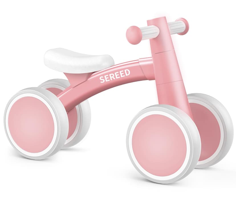 SEREED Baby Balance Bike for 1 Year Old Boy Girl, First Birthday Gift Toy | 12-24 Months Toddler Bike, First Learning Ride on Toys, 4 Silent Wheels Indoor Outdoor Baby Walker, Pink New