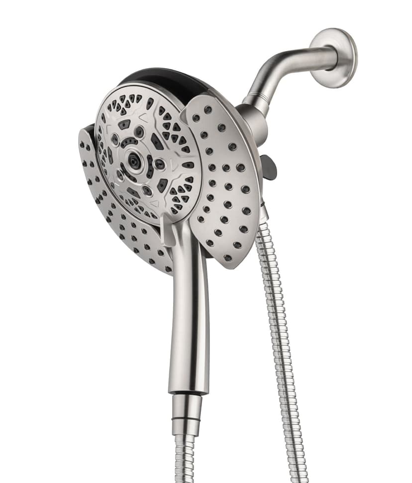 INAVAMZ 2 in 1 Shower Head with Handheld Combo High Pressure Nickel 2.5 GPM | 7.2" Rain Showerhead and 10 Spray Hand Held Shower, Adjustable Shower Angle, 59-inch Rotatable Stainless Steel Hose