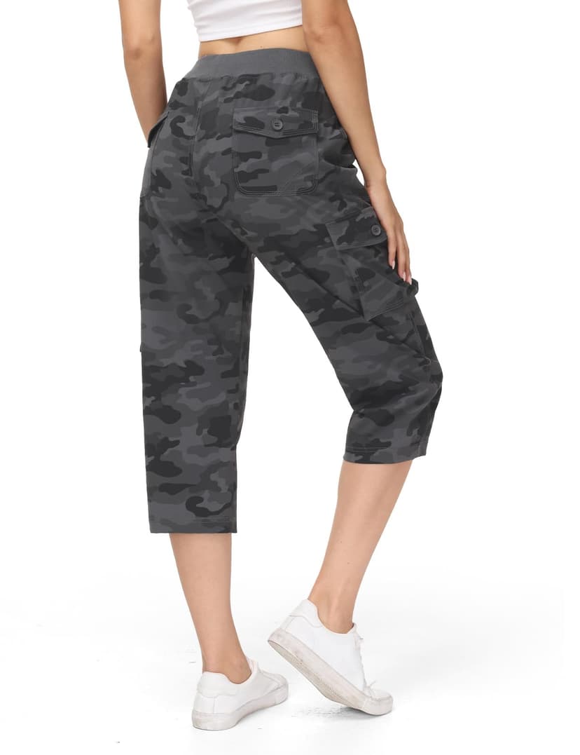 TBMPOY Womens Cargo Capris Lightweight Hiking Pants 6 Pockets Quick Dry Casual Outdoor Trip Loose Shorts Cropped Cotton