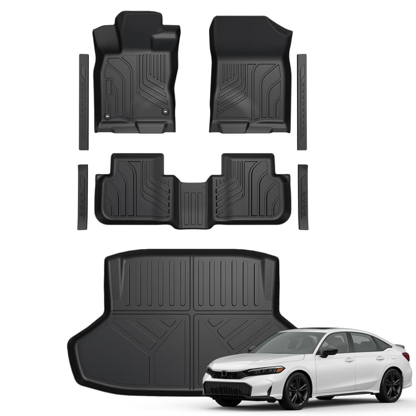 GALVAGNITE Floor Mats for 2022-2026 Honda Civic Accessories (Gas Only) | Not for Manual, Full-Coverage Set with Cargo Liner, Odorless & Durable, All-Weather Protection, 3D Laser Fit, Easy to Clean