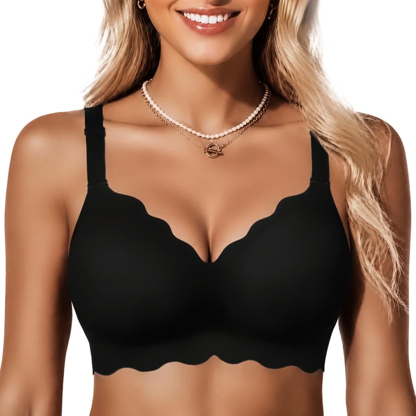 COCOMARTS Jelly Bras for Women No Underwire Scalloped Wireless Push Up Bra | Seamless Full Coverage Supportive Everyday Essentials Tshirt Bras, Soft Breathable Comfortable Bralettes