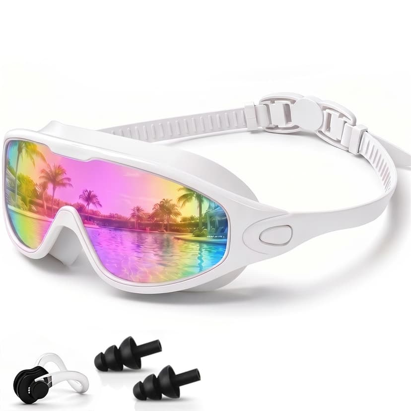 Rantizon Swim Goggles 2 Pack, Wide View Anti Fog&UV Swimming Goggles for Audlt, No Leaking Swim Glasses for Men Women Youth