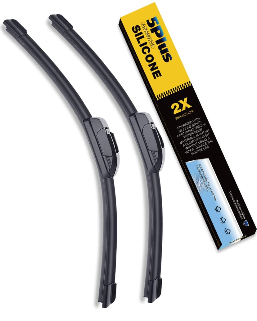 5 PLUS Premium Silicone Windshield Wipers Blades 16" and 16" Fit J-Hook Arm | Fits JEEP Wrangler 2018-2023,Gladiator 2020-2023,Silicone Wiper Blades 2 Pack,All Weather,Waterproof Rain,Long Lasting