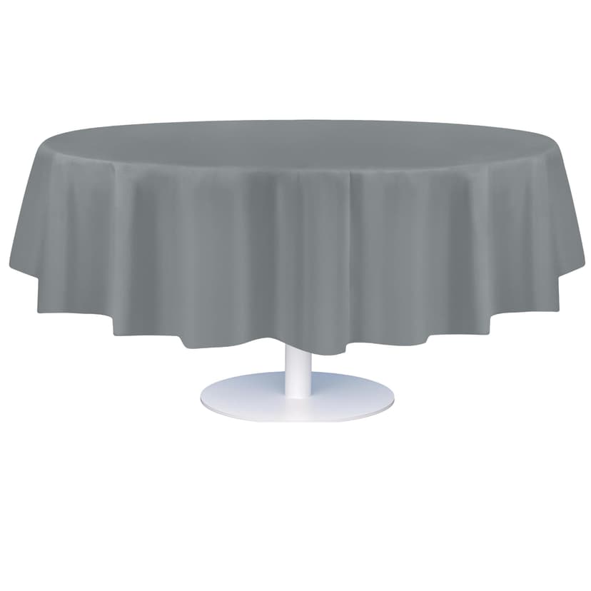 Grandipity 12 Pack Premium Disposable Plastic Tablecloth 84" Inch Decorative Round Table Cover - Silver