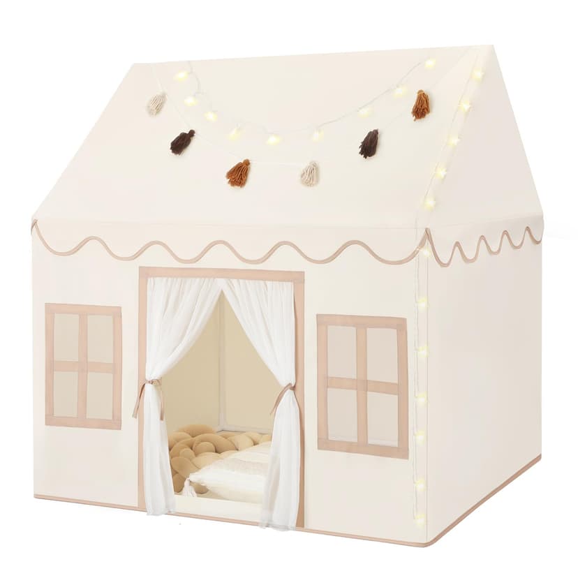 Senodeer Kids Play Tent Indoor: with Mat, Tassel Garland - Girl Tent Indoor Playhouse for Kids Toys for Boy Girl Birthday Gift