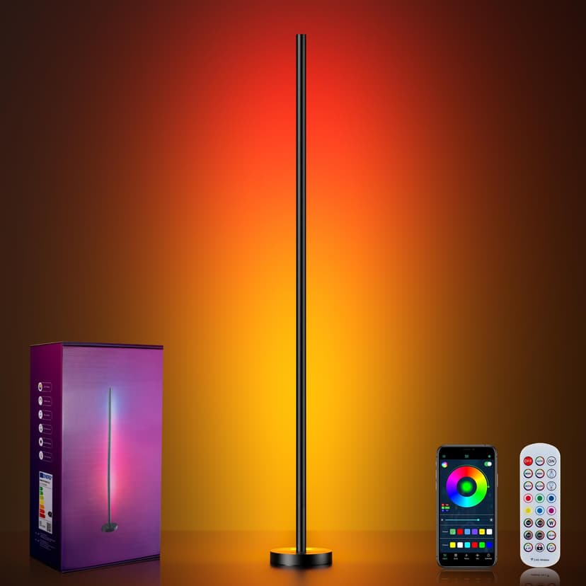 OIYN Smart RGBICW LED Corner Floor Lamp - 16 Million DIY Colors, 68+ Scenes, Music Sync, App & Remote Control, Color-Changing Ambient Lighting for Living Rooms, Bedrooms, and Gaming Rooms