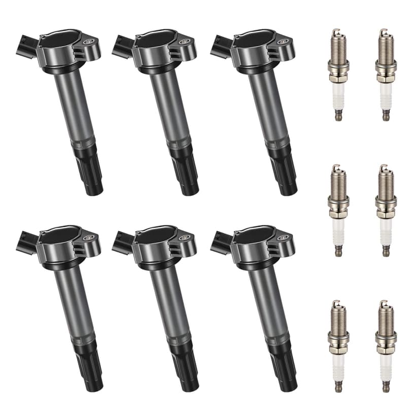 BDFHYK Ignition Coil Pack UF487 and Iridium Spark Plug 6619 Compatible with Toyota RAV4 09-18 Camry 10-17 Highlander 09-19 Sienna 11-13 Venza 09-15 Toyota Oem Coil Pack 2.5L 2.7L l4 Set of 6