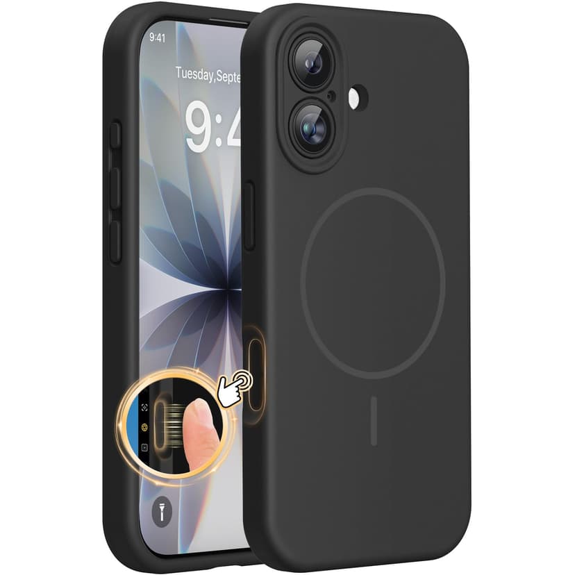 Miracase Magnetic for iPhone 17 Case, Compatible with MagSafe, Integrated Silicone Camera Control Cover, Shockproof Drop Protection Phone Case for 17,Black