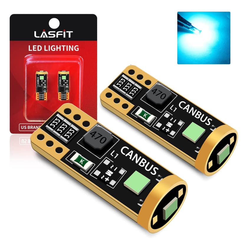 LASFIT 194 168 T10 192 2825 W5W LED Bulb Canbus Error Free, Non-Polarity 400LM Extremely Bright for Dome Map Courtesy Door Trunk Cargo Lights, 12-24V, Ice Blue (2-Pcs)