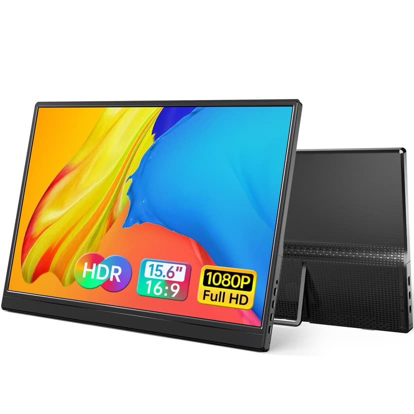 Yxk Portable Monitor 15.6 Inch 1080P 60Hz IPS HDR Ultra-Slim Travel Monitor with Dual Speakers USB-C HDMI Second Screen for Laptop PC Mac Phone Xbox PS4/5 Switch, VESA Kickstand, Zero Frame Gaming