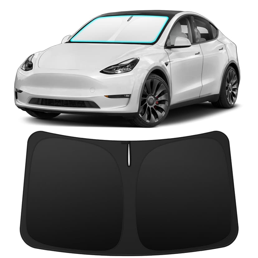 INSAUTO Custom Fit Windshield Sun Shade for Tesla Model Y Model 3 2016-2026 | Foldable Front Window Sunshade Car Accessories, UV & Heat Reflector, Keeps Interior Cool, Includes Storage Bag