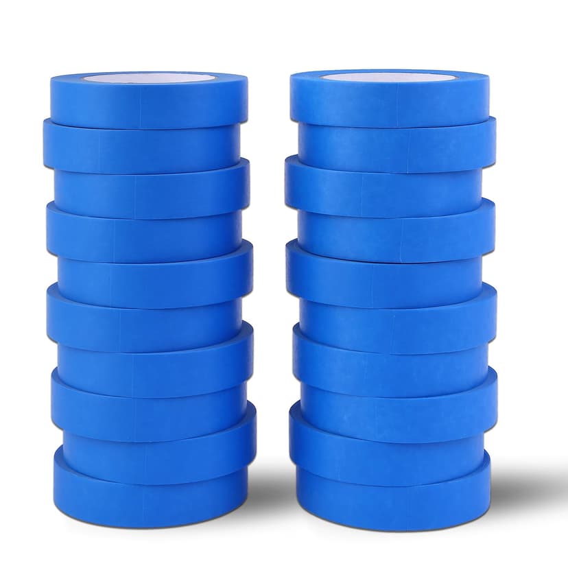 EFOK 20 Rolls Blue Painters Tape 1 inch Wide Bulk Paint Masking Tape 55 Yds | UV Resistant No Residue Easy Removal Painter's Tape Bulk Paint Tape for Walls Painting Packing Automotive Home Total 1100