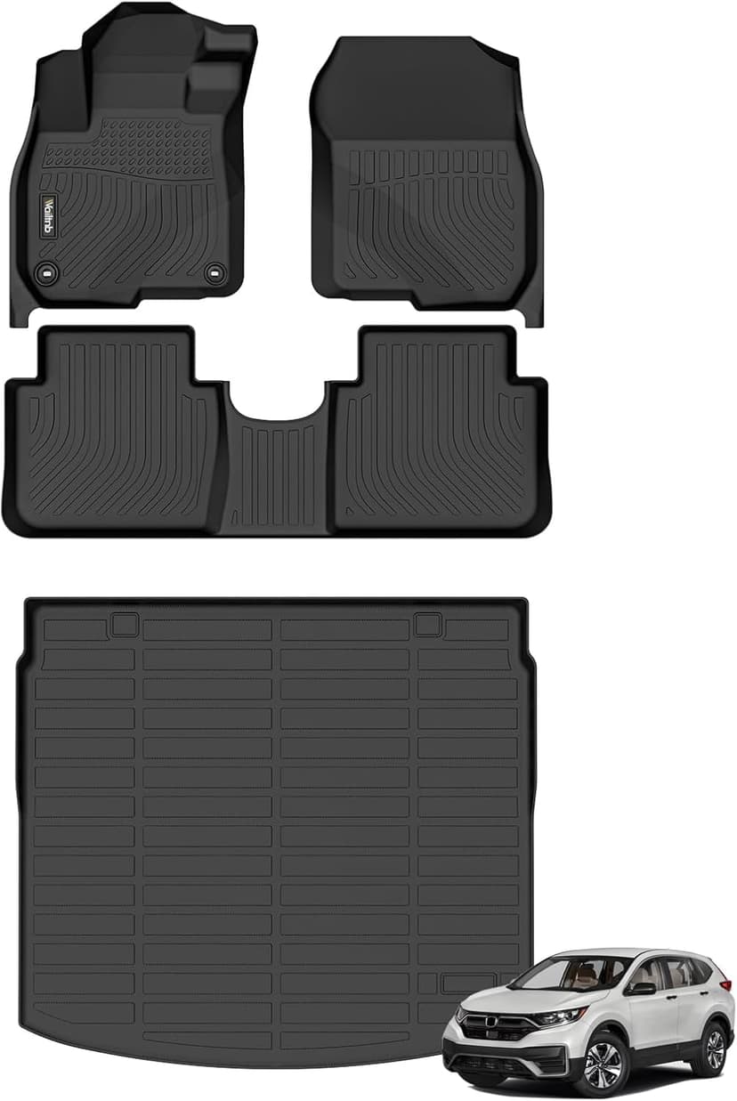 Wailtnb-All Weather Floor Mats and Cargo Liners for Honda CRV 2017-2022 (Deck in Upper Position) Liners Custom Fit Honda CR-V 2017-2022 (Not for Hybrid) Waterproof Durable Easy Clean Accessories