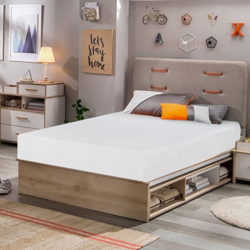 FDW | 8 Inch Twin Mattress | Medium Firm | Gel Memory Foam | White | Dual Construction | Pressure Relief, Cooling Foam, Removable and Washable Cover | Bed in a Box, CertiPUR-US Certified