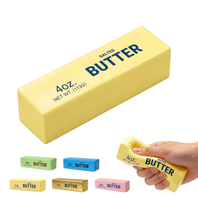 Butter Squishy, Soft Slow Rising Squeeze Toys, Butter Stick Toys (Yellow) | Fidget Toys and Stress Balls Squishies for Office Desk Toys, Party Favors & Birthday Gifts
