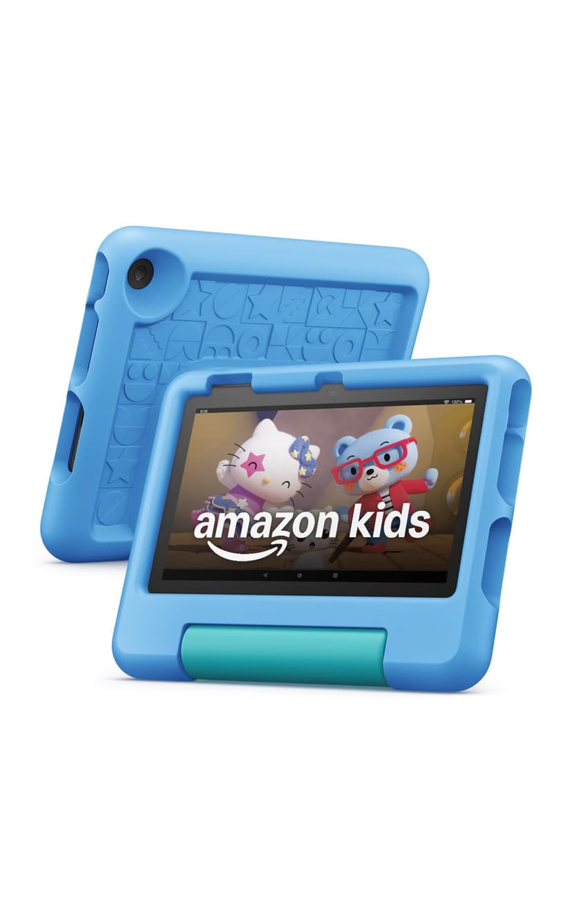 Amazon Fire 7 Kids tablet, ages 3-7. Top-selling 7" kids tablet on Amazon. Includes ad-free and exclusive content, easy parental controls, 10-hr battery, 16 GB, Blue