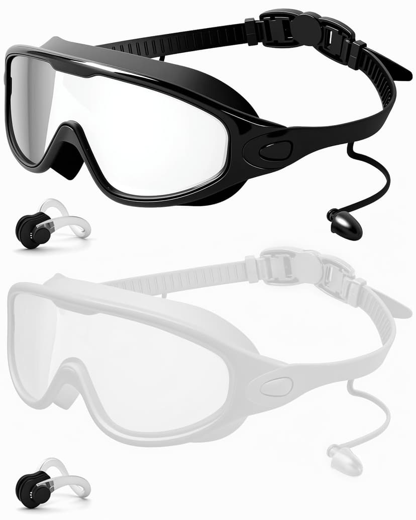 Rantizon Swim Goggles 2 Pack, Wide View Anti Fog&UV Swimming Goggles for Audlt, No Leak Pool Beach Essentials for Men Women