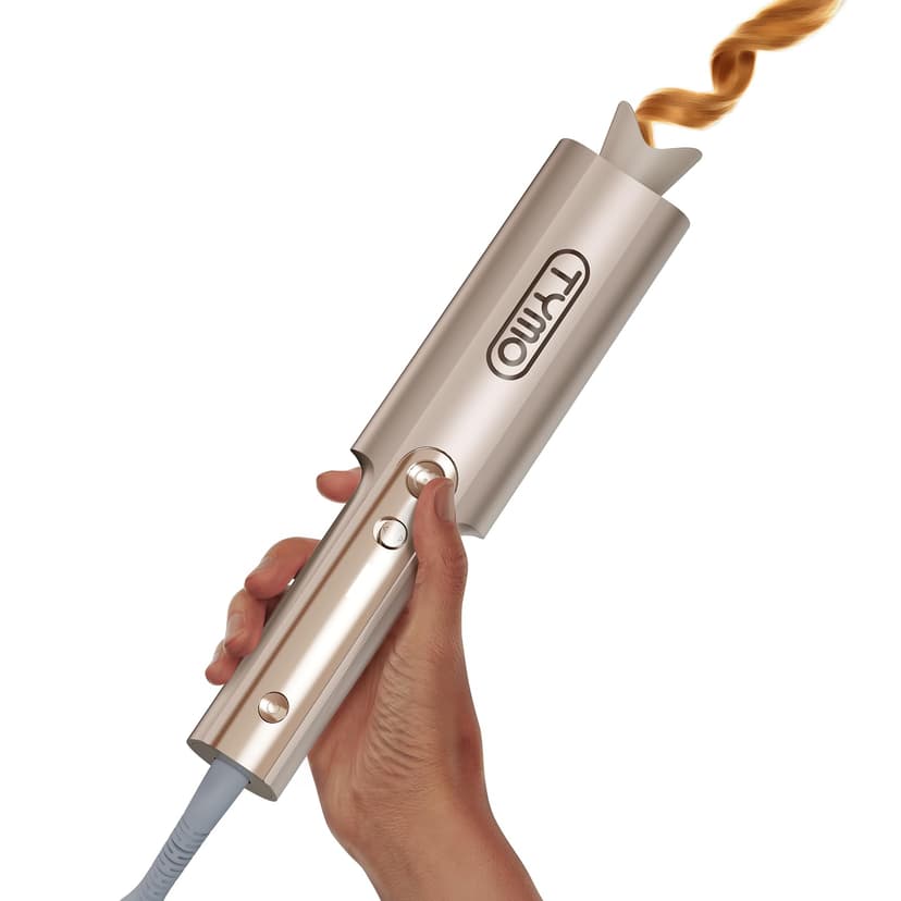 TYMO CurlPro Plus Automatic Rotating Curling Iron - Upgraded Long Barrel Curling Wand for Beach Waves & Long Hair, Ceramic Hair Curler for Women, Anti-Scald, 600M Ionic, Dual Voltage, Gold, 1 Inch