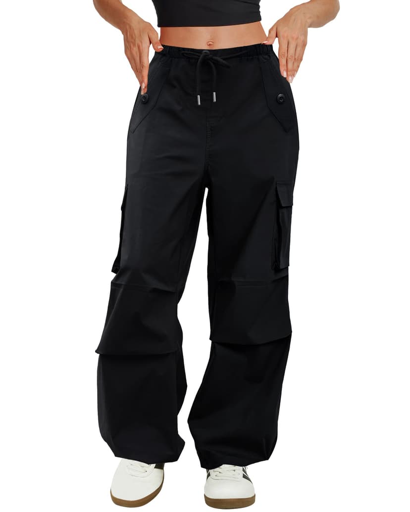 COPYLEAF Womens Cargo Pants Parachute Hiking Pants Baggy Y2k Clothes | 4 Pockets,Waterproof,Drawstring Waistband,Drawstring Leg Opening,Perfect for Hiking,Camping,Fishing
