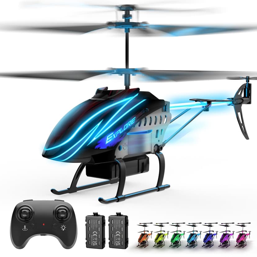 BUSSGO RC Helicopter, Remote Control Helicopter for Kids | with 30Mins Flight(2 Batteries), 7+1 LED Light Modes, Altitude Hold, RC Toys for Boys Girls